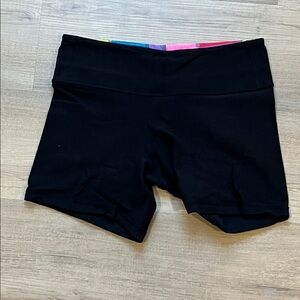 lululemon athletica Black Bike Shorts with Colorful Waistband
